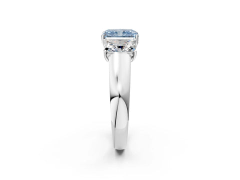 White gold Three-Stone Fancy Blue Radiant Cut Cut Diamond Ring with Prong Setting and Classic Band_2