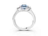 White gold Three-Stone Fancy Blue Radiant Cut Cut Diamond Ring with Prong Setting and Classic Band_3