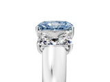 White gold Three-Stone Fancy Blue Radiant Cut Cut Diamond Ring with Prong Setting and Classic Band_5