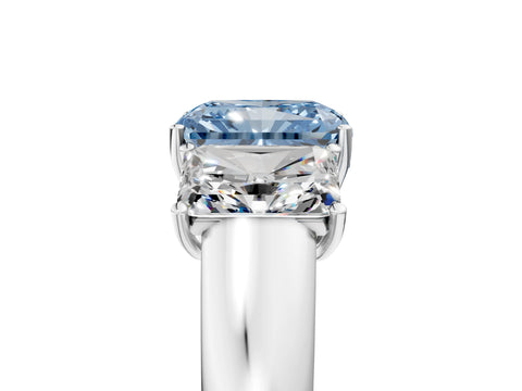 White gold Three-Stone Fancy Blue Radiant Cut Cut Diamond Ring with Prong Setting and Classic Band_5