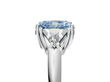 White gold Three-Stone Fancy Blue Radiant Cut Cut Diamond Ring with Trillion Side Stones and Four-Prong Setting_16