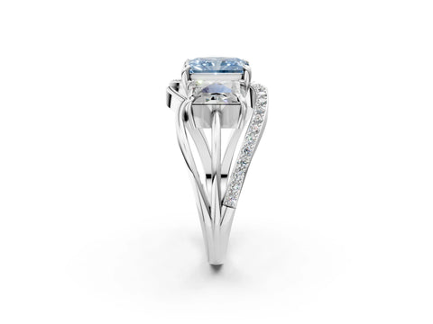 White gold Three-Stone Fancy Blue Radiant Cut Cut Diamond Split Shank Prong Set Ring_26