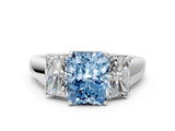 White gold Three-Stone Fancy Blue Radiant Cut Cut Solitaire Ring with Classic Prong Setting_12