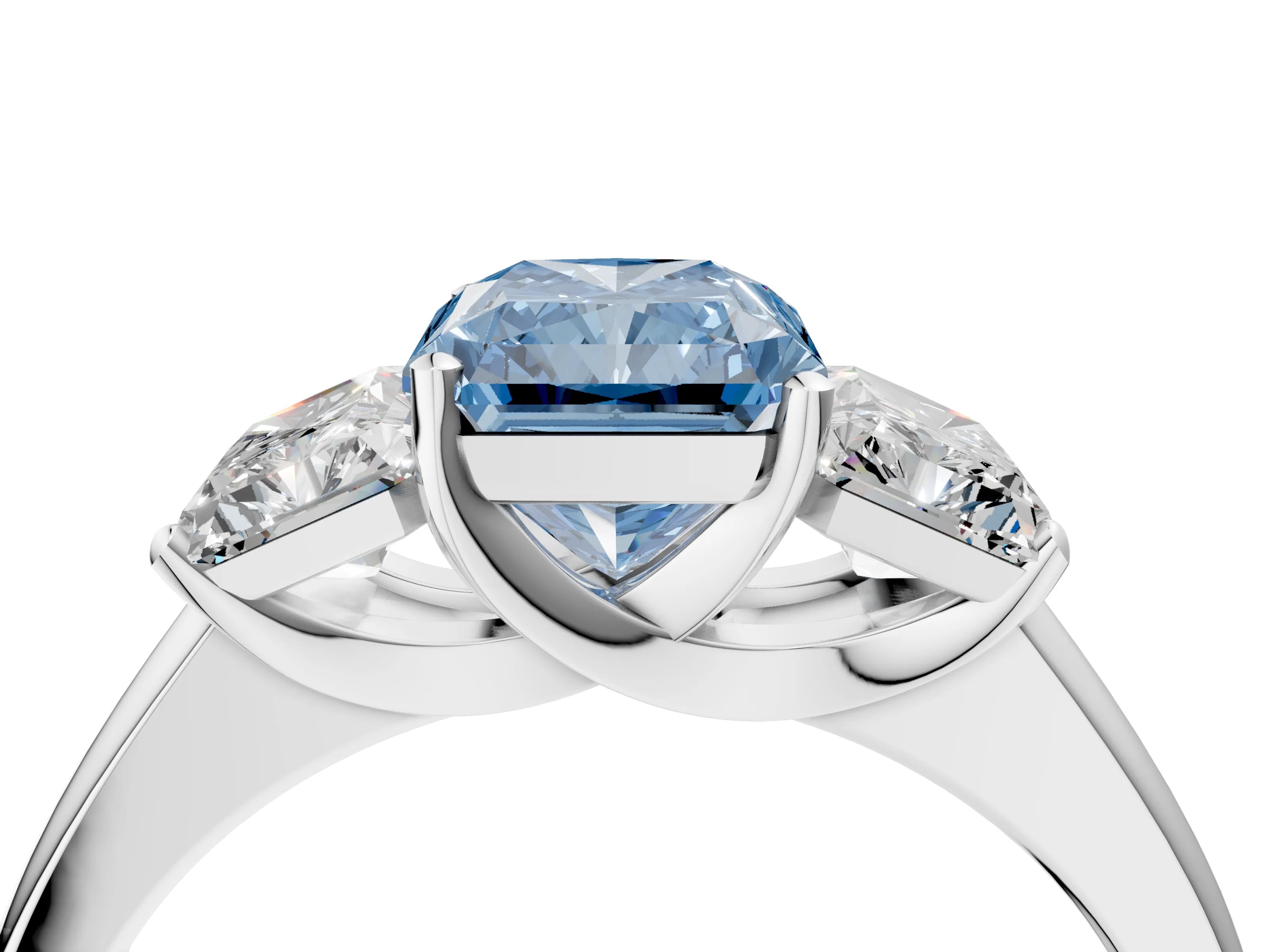 White gold Three-Stone Fancy Blue Radiant Cut Cut Solitaire Ring with Classic Prong Setting_16