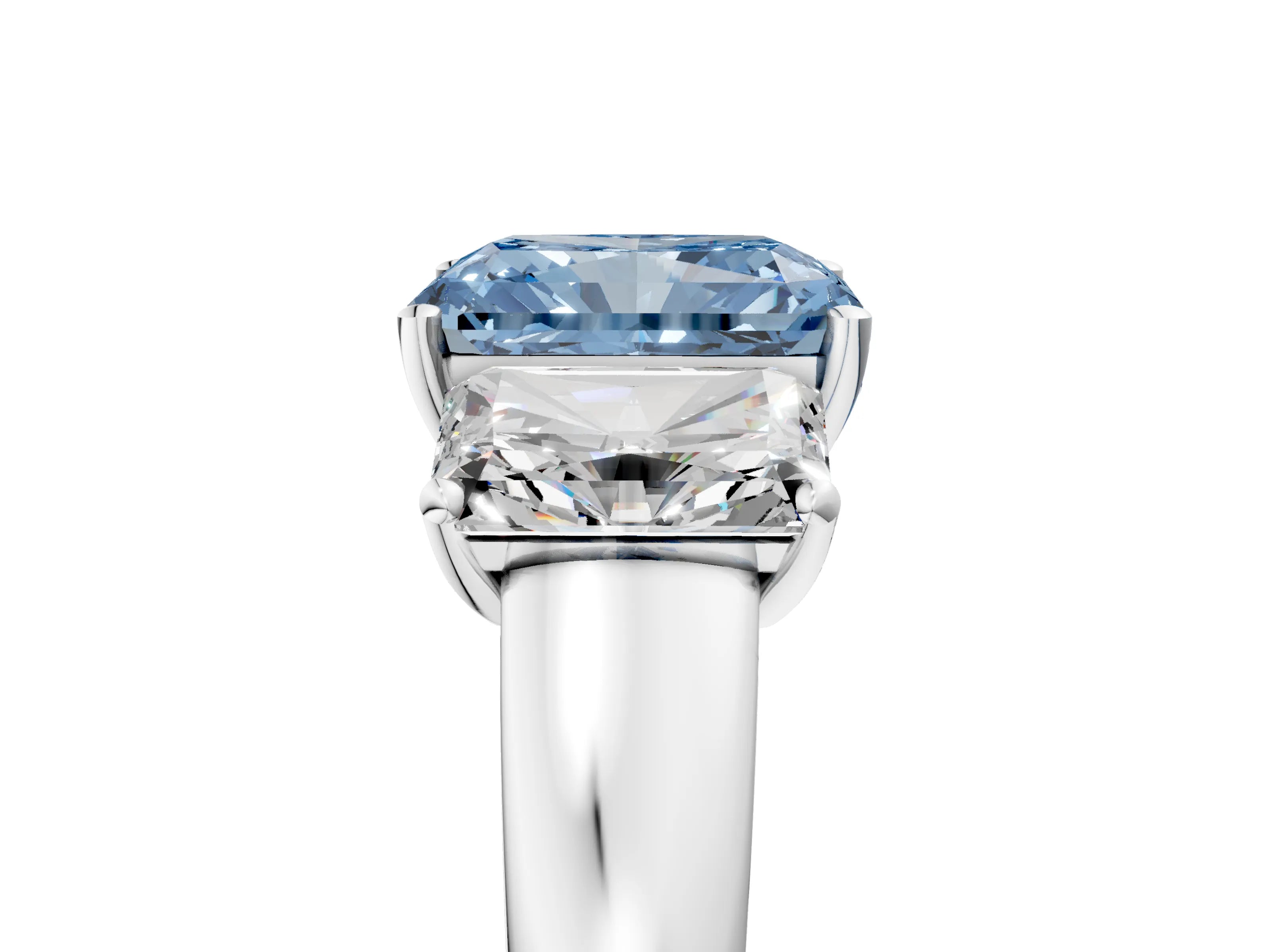 White gold Three-Stone Fancy Blue Radiant Cut Cut Solitaire Ring with Classic Prong Setting_17