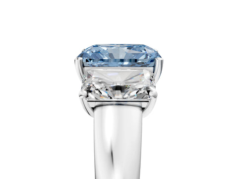 White gold Three-Stone Fancy Blue Radiant Cut Cut Solitaire Ring with Classic Prong Setting_17