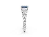 White gold Three-Stone Fancy Blue Radiant Cut Diamond Braided Band Ring with Four-Prong Setting_106