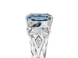 White gold Three-Stone Fancy Blue Radiant Cut Diamond Braided Band Ring with Four-Prong Setting_109