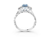 White gold Three-Stone Fancy Blue Radiant Cut Diamond Braided Band Ring with Four-Prong Setting_88
