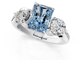 White gold Three-Stone Fancy Blue Radiant Cut Diamond Channel Set Engagement Ring with Prong Setting_13