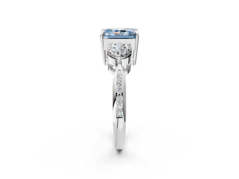 White gold Three-Stone Fancy Blue Radiant Cut Diamond Channel Set Engagement Ring with Prong Setting_14