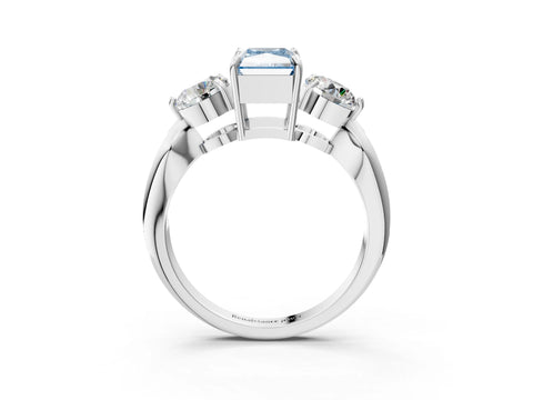 White gold Three-Stone Fancy Blue Radiant Cut Diamond Channel Set Engagement Ring with Prong Setting_15
