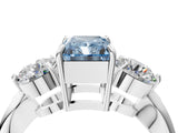White gold Three-Stone Fancy Blue Radiant Cut Diamond Channel Set Engagement Ring with Prong Setting_16