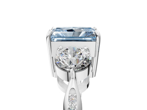 White gold Three-Stone Fancy Blue Radiant Cut Diamond Channel Set Engagement Ring with Prong Setting_17