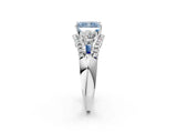 White gold Three-Stone Fancy Blue Radiant Cut Diamond Engagement Ring with Pave Band and Prong Setting_14