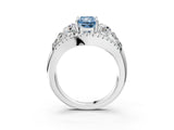 White gold Three-Stone Fancy Blue Radiant Cut Diamond Engagement Ring with Pave Band and Prong Setting_15