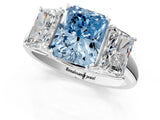 White gold Three-Stone Fancy Blue Radiant Cut Diamond Engagement Ring with Prong Setting_16