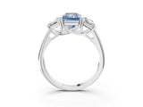 White gold Three-Stone Fancy Blue Radiant Cut Diamond Engagement Ring with Prong Setting_18
