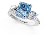 White gold Three-Stone Fancy Blue Radiant  Cut Diamond Pavé Band with Four-Prong Setting_26