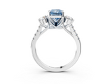 White gold Three-Stone Fancy Blue Radiant  Cut Diamond Pavé Band with Four-Prong Setting_28