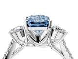 White gold Three-Stone Fancy Blue Radiant  Cut Diamond Pavé Band with Four-Prong Setting_29