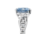 White gold Three-Stone Fancy Blue Radiant  Cut Diamond Pavé Band with Four-Prong Setting_30