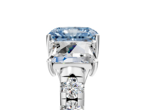 White gold Three-Stone Fancy Blue Radiant Cut Diamond Pavé Band with Prong Setting_17