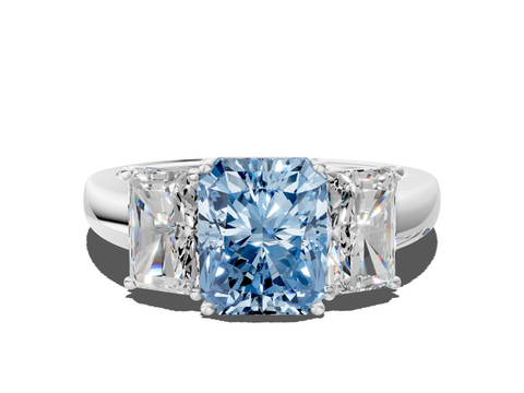 White gold Three-Stone Fancy Blue Radiant  Cut Diamond Ring with Channel-Set Band and Four-Prong Setting_49
