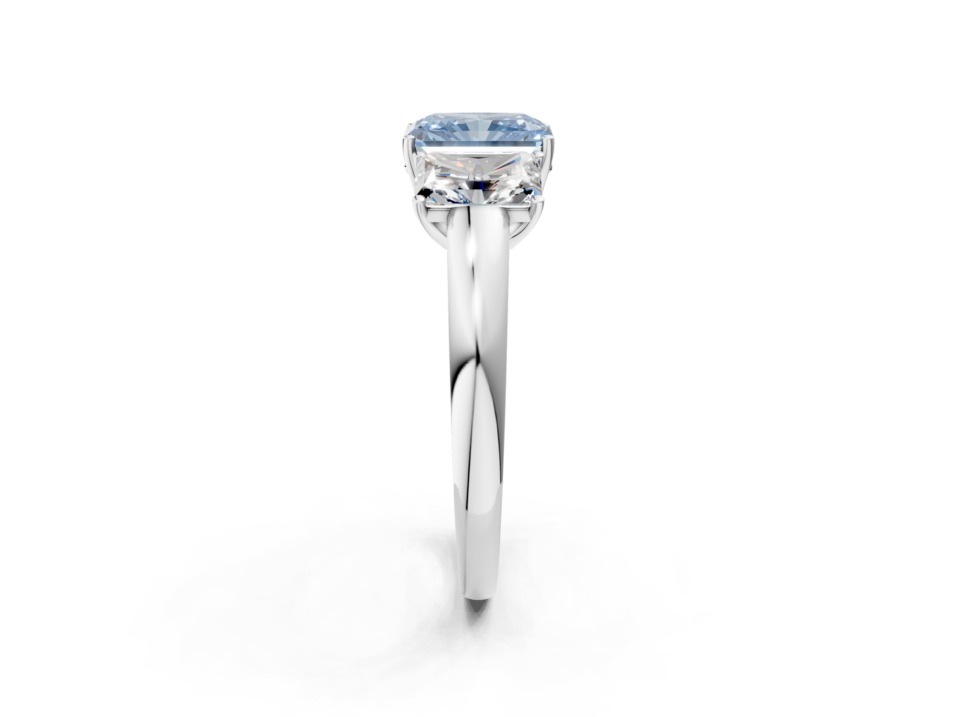 White gold Three-Stone Fancy Blue Radiant  Cut Diamond Ring with Channel-Set Band and Four-Prong Setting_50