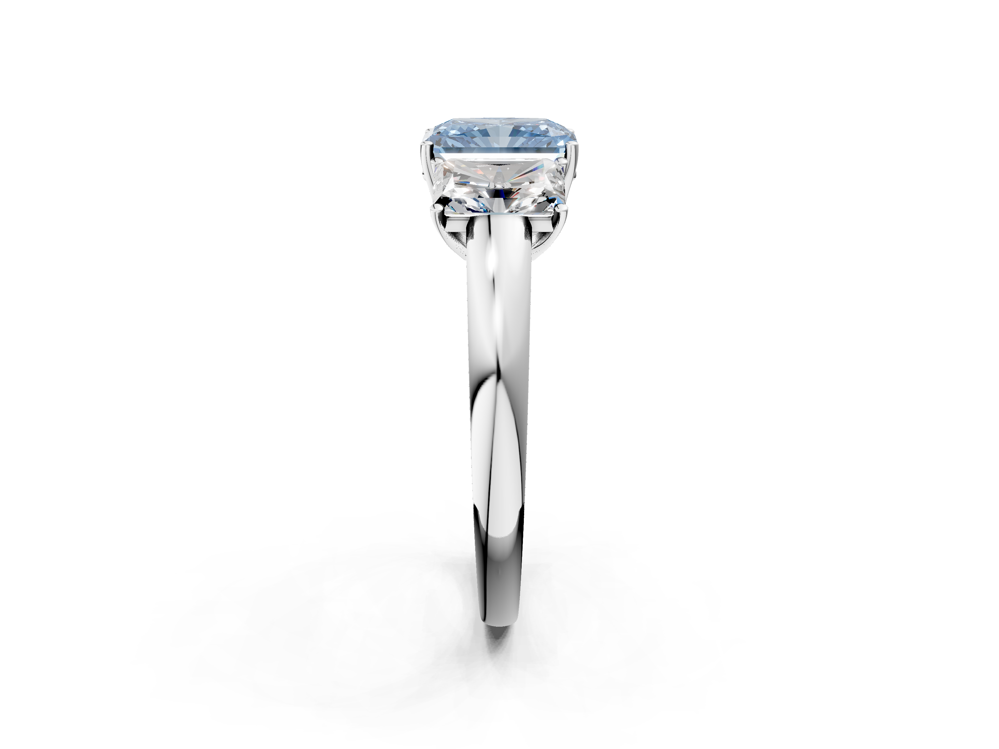 White gold Three-Stone Fancy Blue Radiant  Cut Diamond Ring with Channel-Set Band and Four-Prong Setting_51