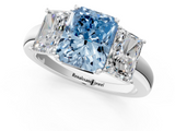 White gold Three-Stone Fancy Blue Radiant  Cut Diamond Ring with Channel-Set Band and Four-Prong Setting_67