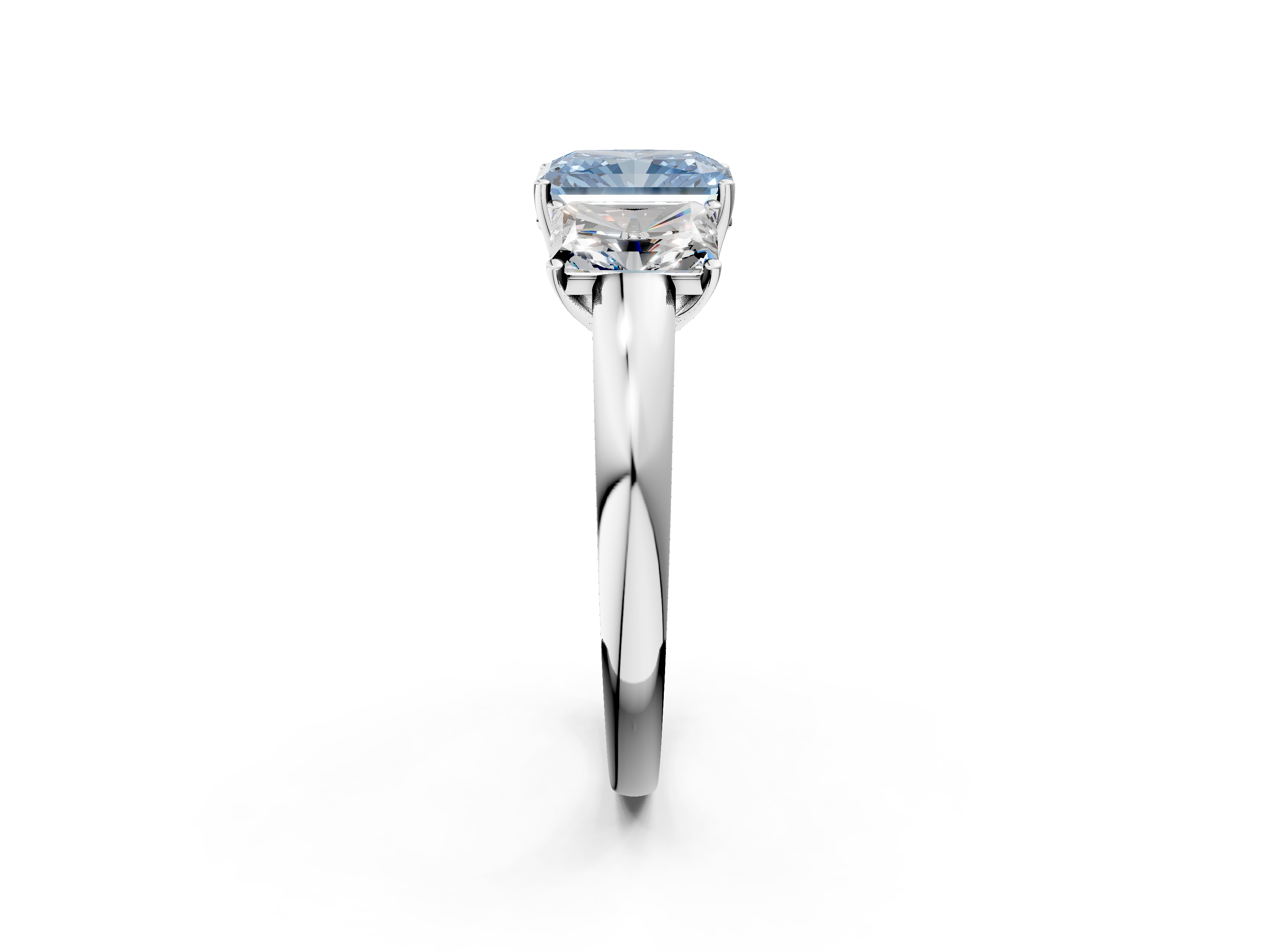 White gold Three-Stone Fancy Blue Radiant  Cut Diamond Ring with Channel-Set Band and Four-Prong Setting_68