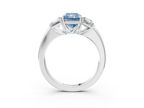 White gold Three-Stone Fancy Blue Radiant  Cut Diamond Ring with Channel-Set Band and Four-Prong Setting_69