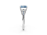 White gold Three-Stone Fancy Blue Radiant Cut Diamond Ring with Pavé Band and Prong Setting_125