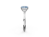 White gold Three-Stone Fancy Blue Radiant  Cut Diamond Ring with Pear Side Stones in Four-Prong Setting_111