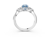 White gold Three-Stone Fancy Blue Radiant  Cut Diamond Ring with Pear Side Stones in Four-Prong Setting_112