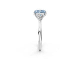 White gold Three-Stone Fancy Blue Radiant Cut Diamond Ring with Pear  Side Stones in Four-Prong Setting_14
