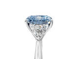 White gold Three-Stone Fancy Blue Radiant Cut Diamond Ring with Pear  Side Stones in Four-Prong Setting_17