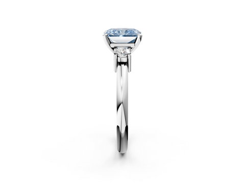 White gold Three-Stone Fancy Blue Radiant  Cut Diamond Solitaire with Prong Setting and Classic Band_30