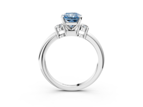 White gold Three-Stone Fancy Blue Radiant  Cut Diamond Solitaire with Prong Setting and Classic Band_31