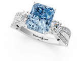 White gold Three-Stone Fancy Blue Radiant  Cut Diamond Twist Band with Prong Setting_55