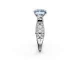 White gold Three-Stone Fancy Blue Radiant  Cut Diamond Twist Band with Prong Setting_56