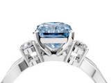 White gold Three-Stone Fancy Blue Radiant  Cut Diamond Twist Band with Prong Setting_58