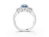 White gold Three-Stone Fancy Blue Radiant  Cut Solitaire Ring with Prong Setting_6