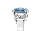 White gold Three-Stone Fancy Blue Radiant  Cut Solitaire Ring with Prong Setting_8
