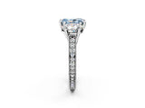 White gold Three-Stone Fancy Blue Radiant  Diamond Milgrain Pave Band with Prong Setting 2