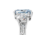 White gold Three-Stone Fancy Blue Radiant  Diamond Milgrain Pave Band with Prong Setting 5