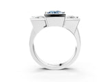 White gold Three Stone Fancy Blue Round Cut Cut Channel Set Diamond Ring_27