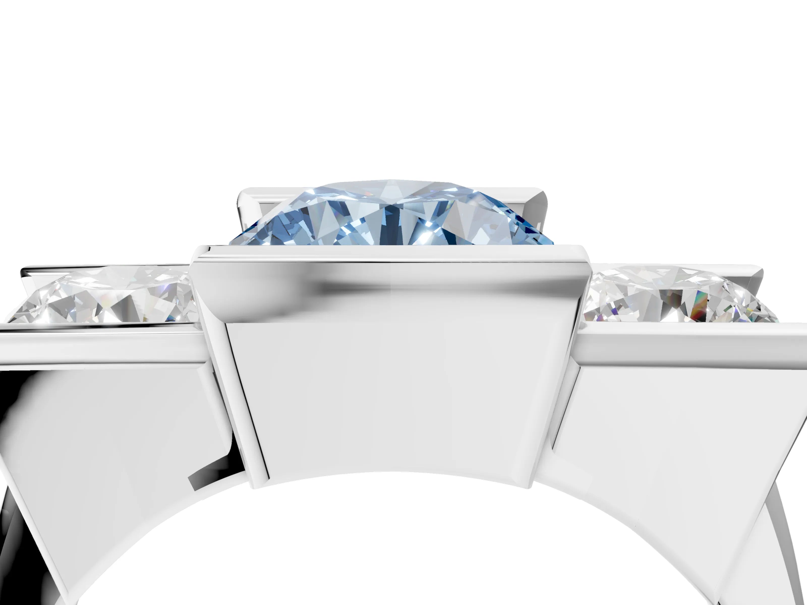 White gold Three Stone Fancy Blue Round Cut Cut Channel Set Diamond Ring_28
