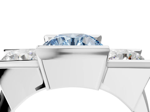 White gold Three Stone Fancy Blue Round Cut Cut Channel Set Diamond Ring_28